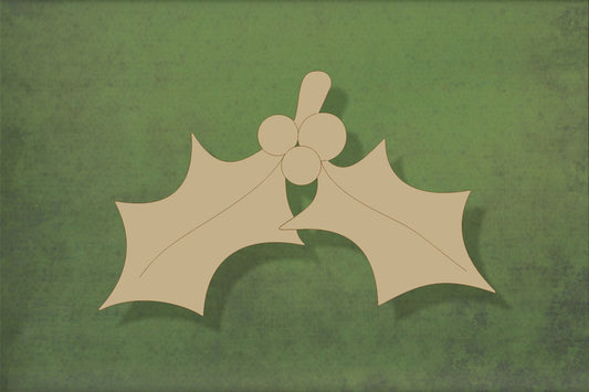Laser cut, blank wooden Holly etched shape for craft