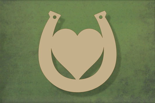 laser cut blank wooden Horseshoe with centre heart shape for craft