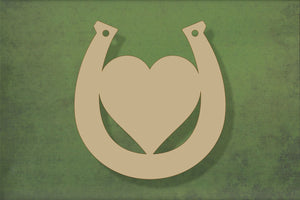 Laser cut, blank wooden Horseshoe with centre heart shape for craft