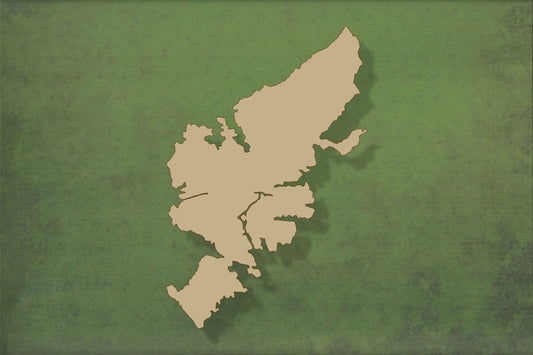 Laser cut, blank wooden Isle of Lewis shape for craft