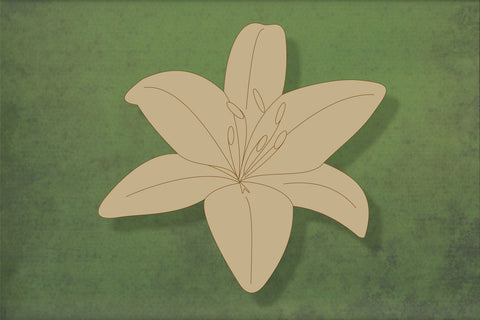 Laser cut, blank wooden Lily with etched detail shape for craft
