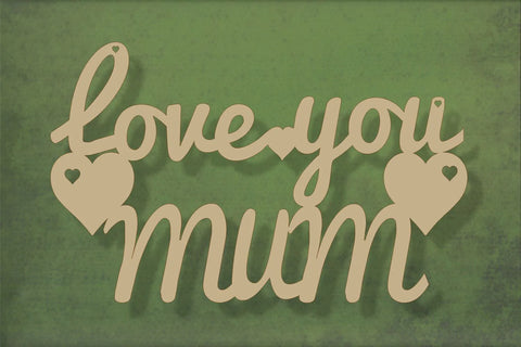 laser cut blank wooden Love you mum text shape for craft