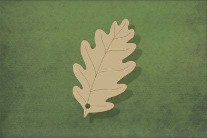 laser cut blank wooden Oak leaf with etched detail shape for craft