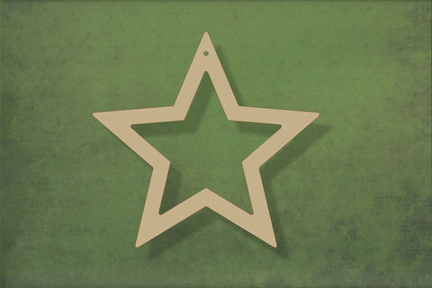 laser cut blank wooden Open Star shape for craft