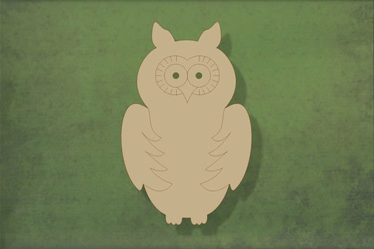 laser cut blank wooden Owl 2 with etched detail shape for craft