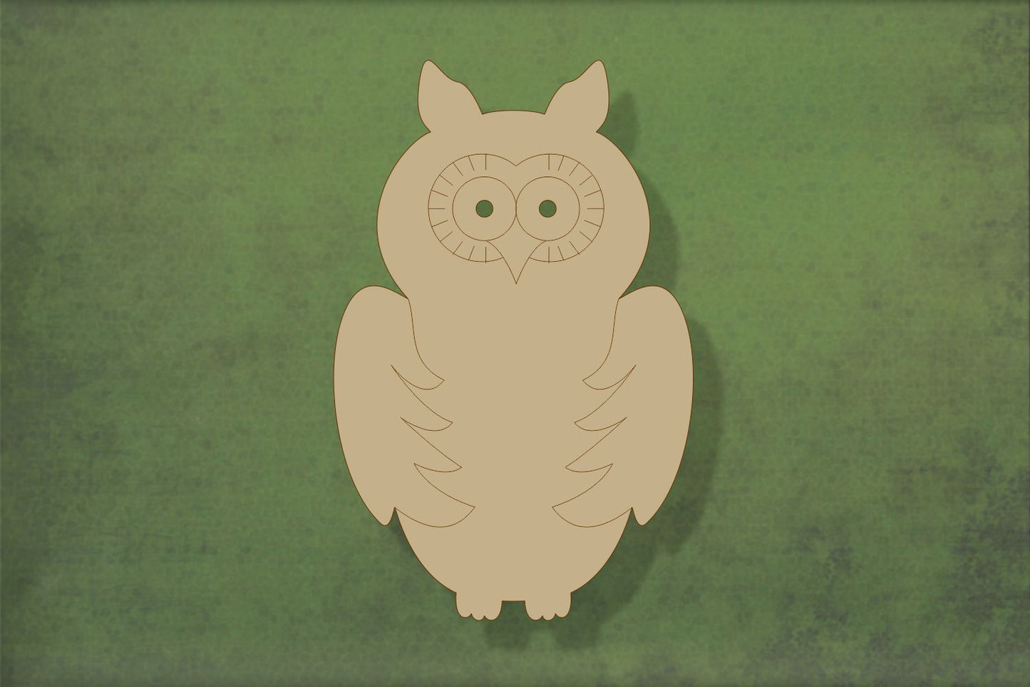 Laser cut, blank wooden Owl 2 with etched detail shape for craft