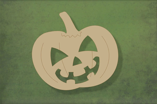 laser cut blank wooden Pumpkin 1 with cut out halloween face and etched detail shape for craft