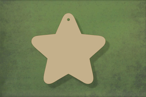 laser cut blank wooden Rounded star shape for craft
