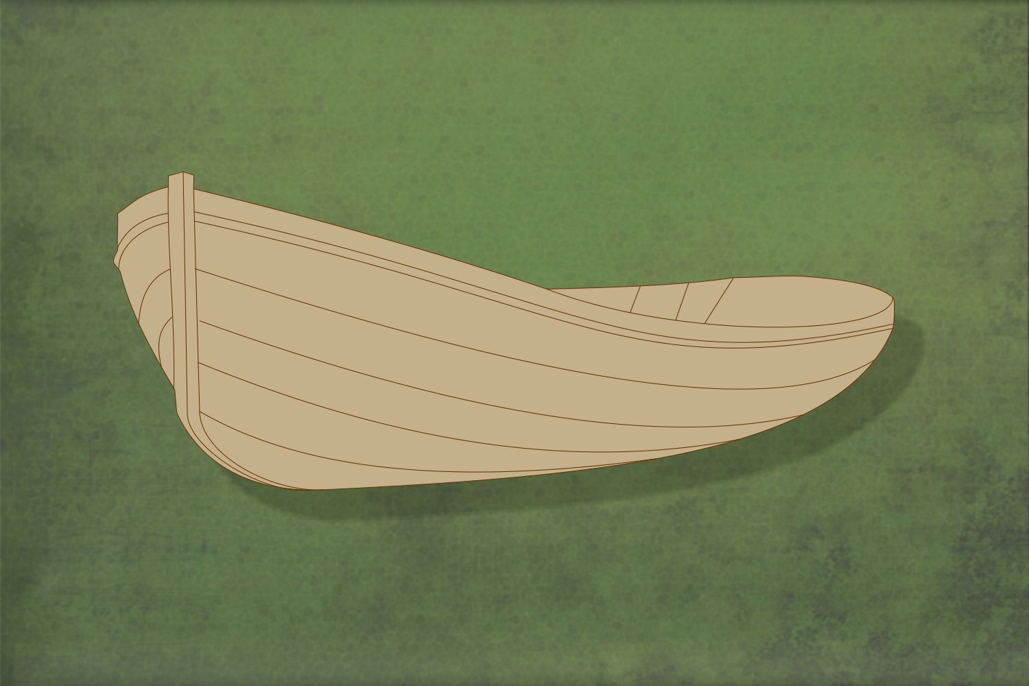 Laser cut, blank wooden Rowing boat 1 with etched detail shape for craft