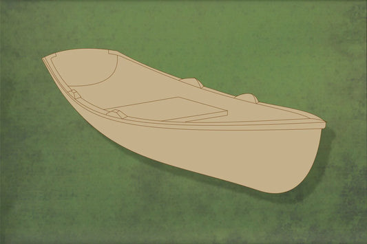 laser cut blank wooden Rowing boat 2 with etched detail shape for craft