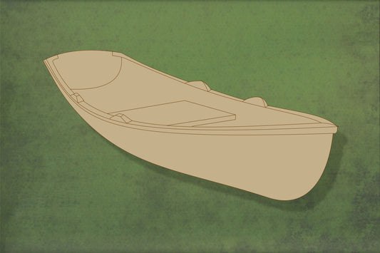 Laser cut, blank wooden Rowing boat 2 with etched detail shape for craft