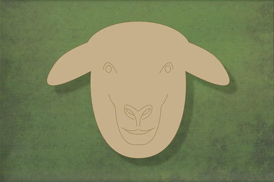 laser cut blank wooden Sheep head with etched face shape for craft