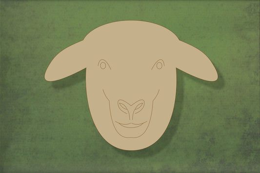Laser cut, blank wooden Sheep head with etched face shape for craft