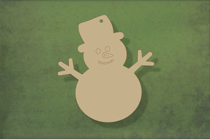 laser cut blank wooden Snowman 2 with etched face shape for craft