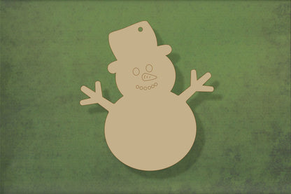 Laser cut, blank wooden Snowman 2 with etched face shape for craft
