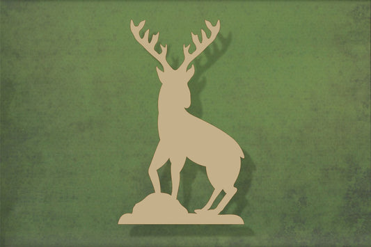 Laser cut, blank wooden Stag on rocks shape for craft