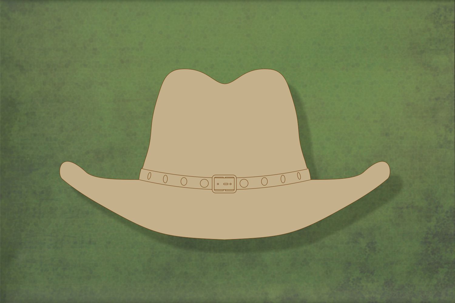 Laser cut, blank wooden Stetson cowboy hat with etched detail shape for craft
