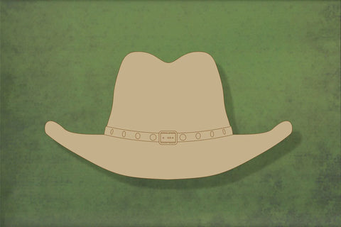 laser cut blank wooden Stetson cowboy hat with etched detail shape for craft