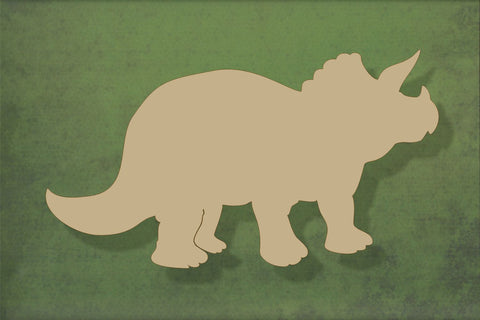 Laser cut, blank wooden Triceratops dinosaur shape for craft