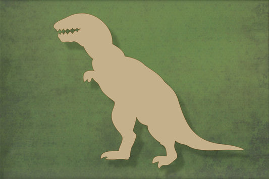 Laser cut, blank wooden Tyrannosaurus dinosaur shape for craft