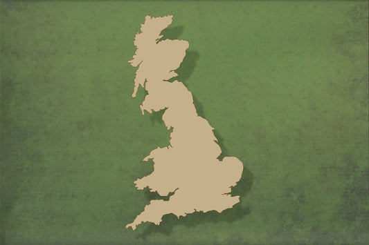Laser cut, blank wooden UK map outline shape for craft