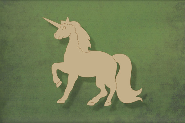 Laser cut, blank wooden Unicorn with etched detail shape for craft