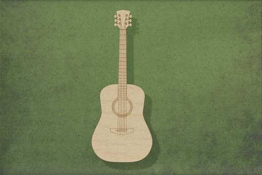 Laser cut, blank wooden acoustic guitar etched shape for craft