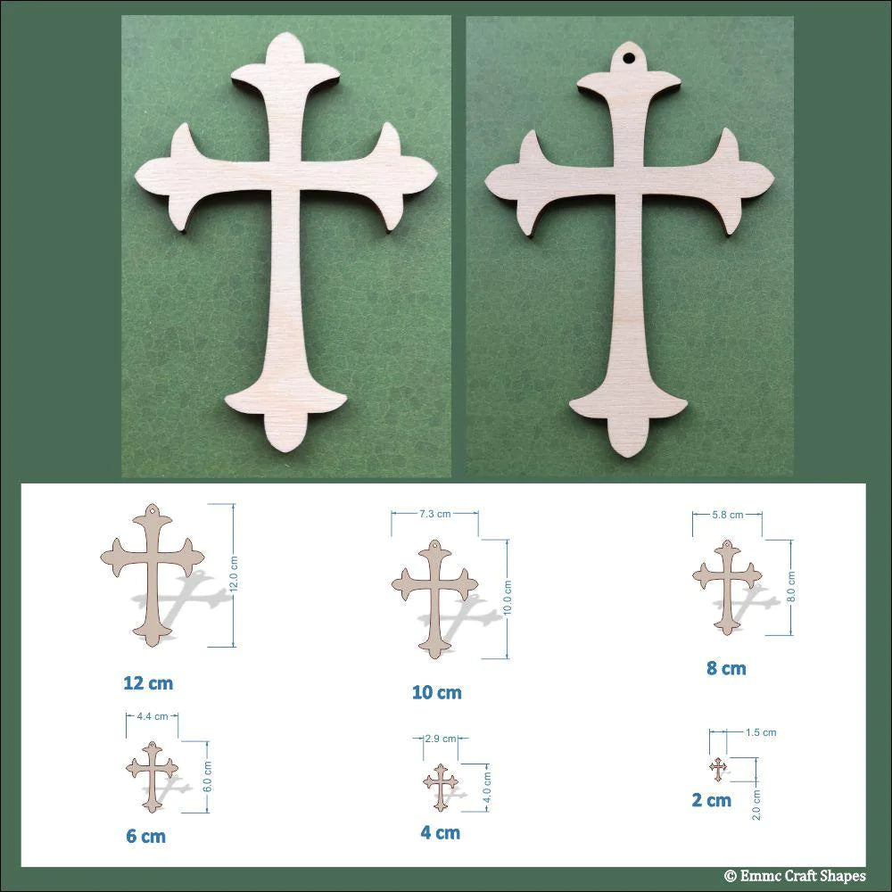 Dimensions for the cross shapes. Available in lots of sizes from 2cm up to 12cm