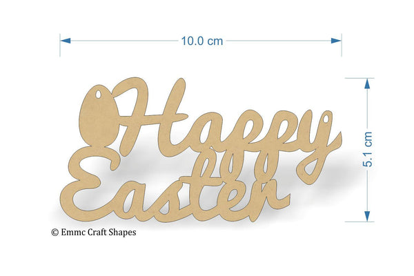 wooden MDF Happy Easter cutout in script text