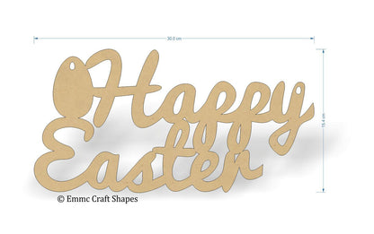 Happy Easter script text - 30cm wide cut from 3mm thick MDF
