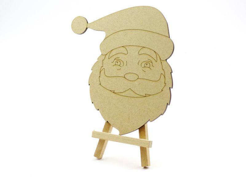 3 mm MDF Father Christmas Face with etched detail - 15 cm without hanging hole