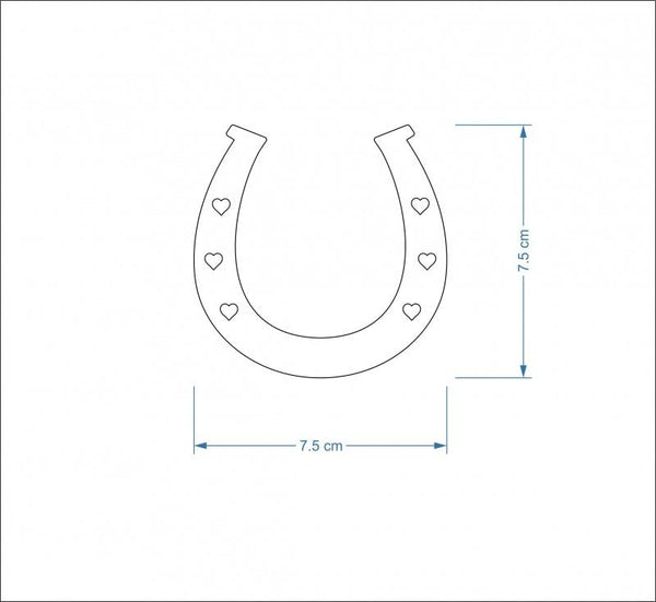 3mm MDF Horseshoe Craft Hanger/Tag - 7.5 cm with heart holes