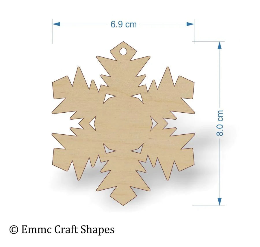 plywood Snow Flake Cut Out - 8 cm with hanging hole