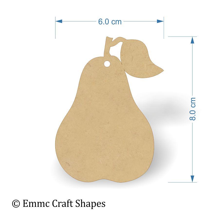 3mm MDF Pear Shapes - 8 cm with hanging hole