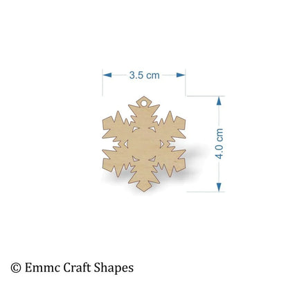 plywood Snow Flake Cut Out - 4 cm with hanging hole