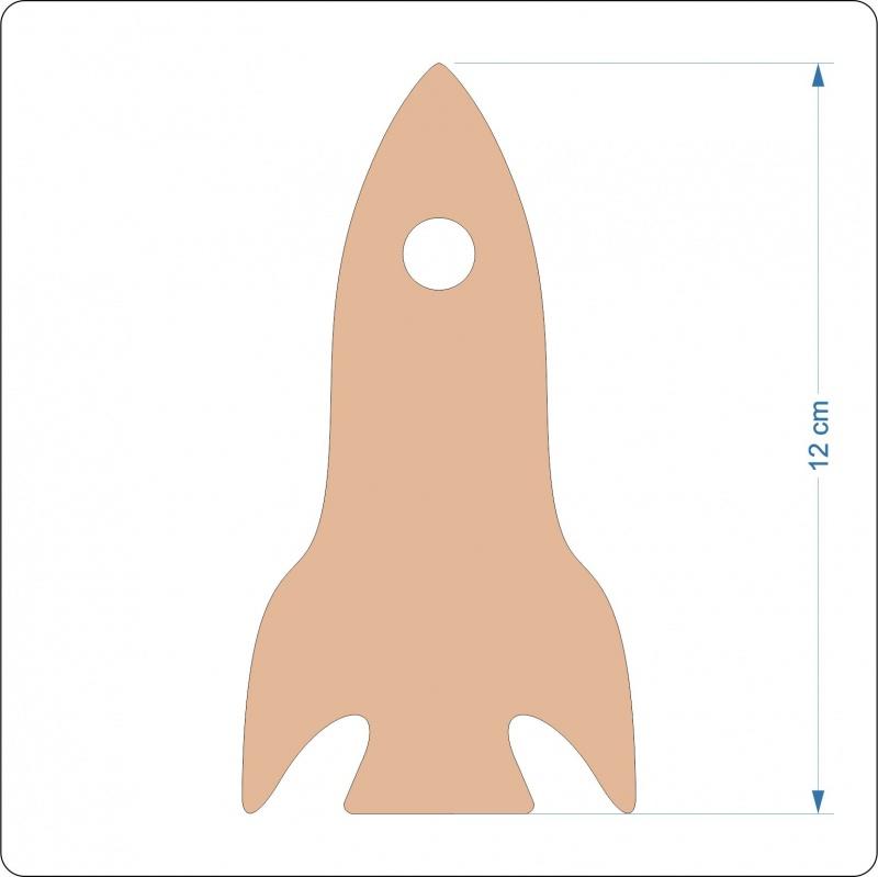 3mm MDF Space Rocket Craft Shape - 12 cm