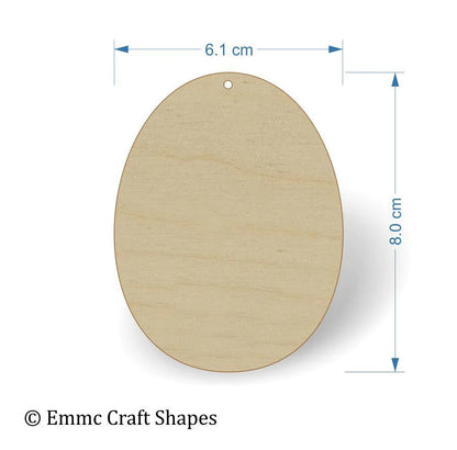 plywood Egg Shape - 8 cm with hanging hole
