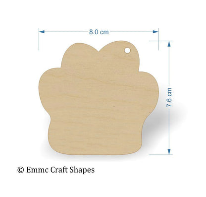 plywood Cat/Dog Paw Print Tags - 8 cm with hanging hole