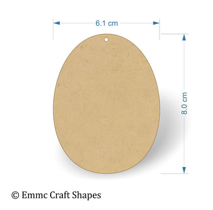 3 mm MDF Egg Shape - 8 cm with hanging hole