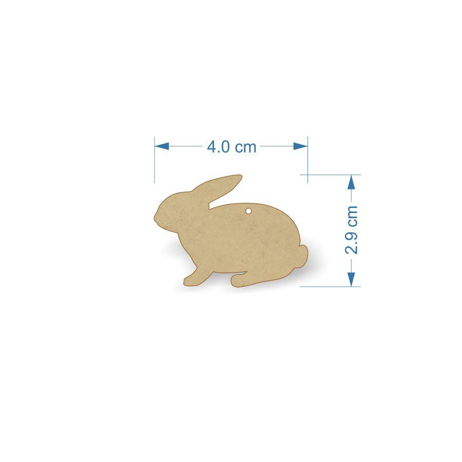 3mm MDF Rabbit Craft Tags - 4 cm with hanging hole