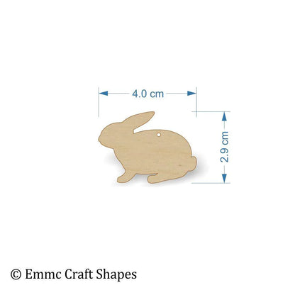 plywood wooden rabbit craft shape - 4 cm with hanging hole