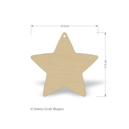 plywood Star Shape - 12 cm with 1 hanging hole