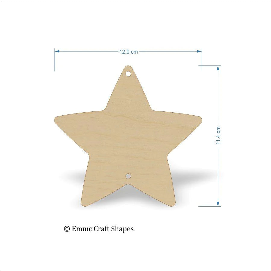 plywood Star Shape with 1 hole top and 1 hole bottom