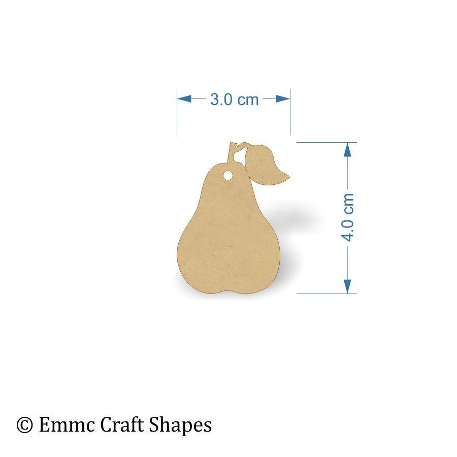 3mm MDF Pear Shapes - 4 cm with hanging hole