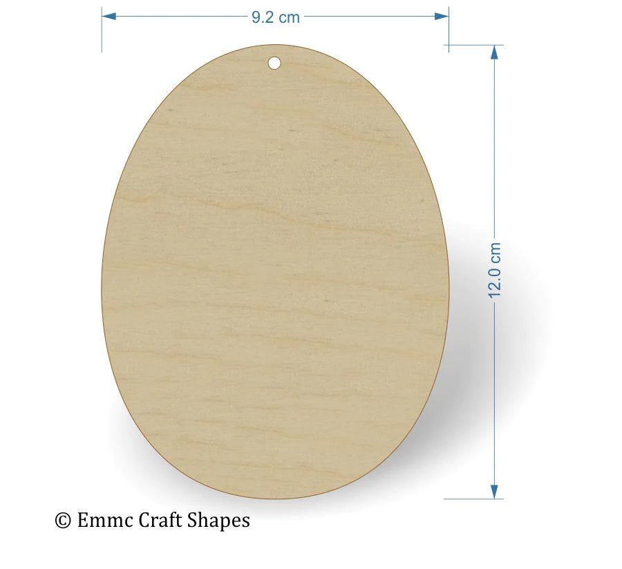 plywood Egg Shape - 12 cm with hanging hole
