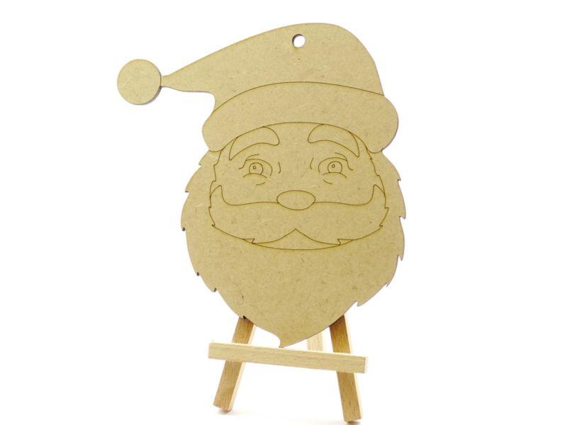 3 mm MDF Father Christmas Face with etched detail - 15 cm with hanging hole