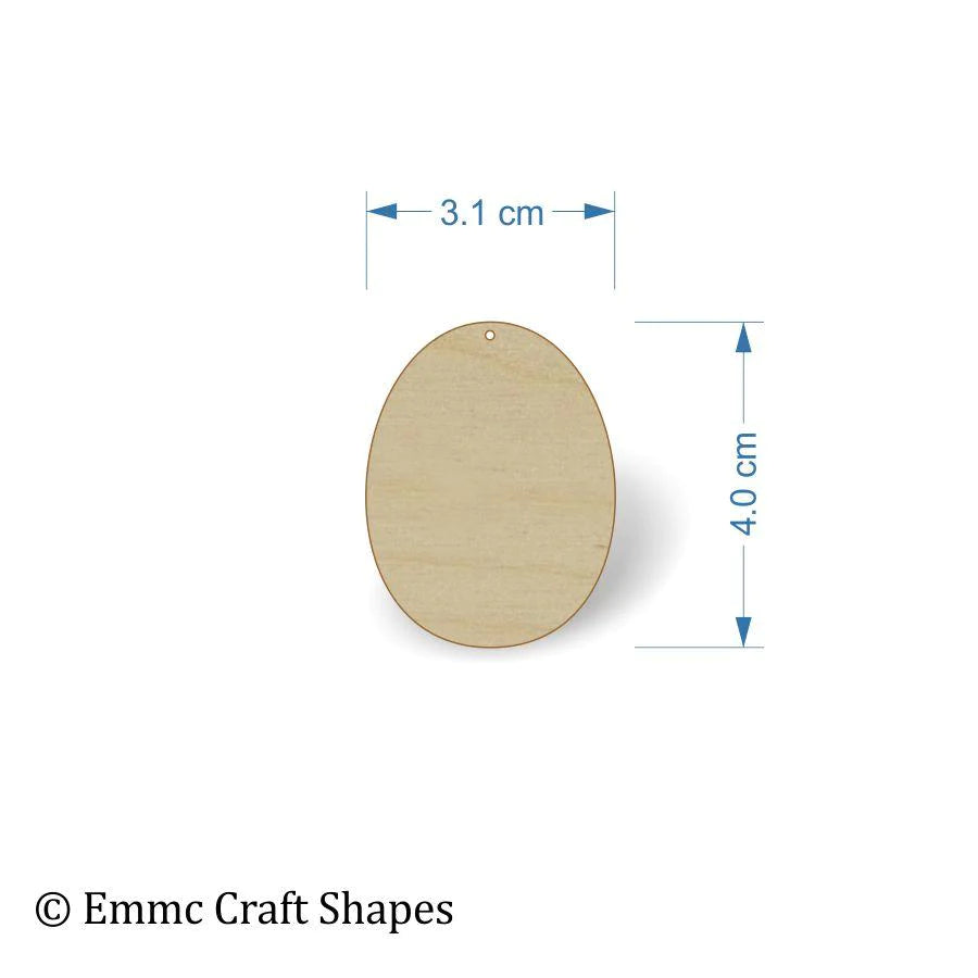 plywood Egg Shape - 4 cm with hanging hole