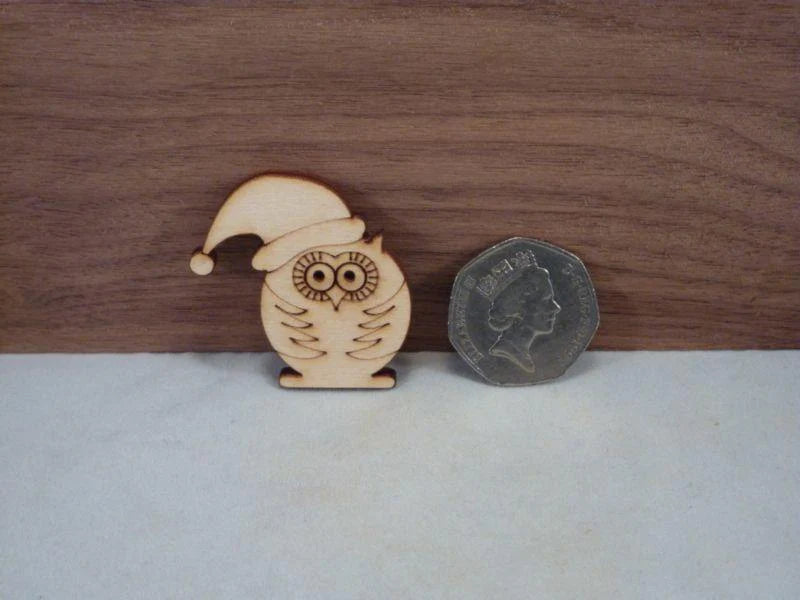 4 mm plywood Christmas Owl Shapes - 4 cm