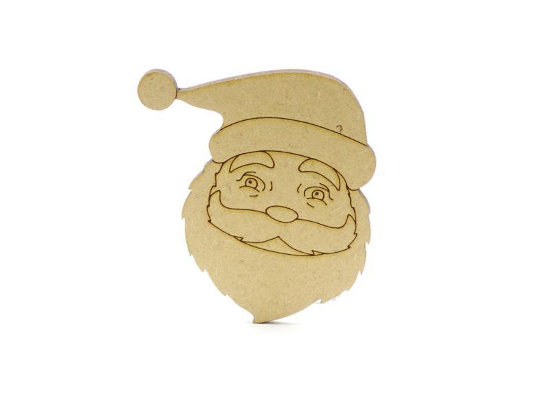 3 mm MDF Father Christmas Face with etched detail - 8 cm with not hanging hole