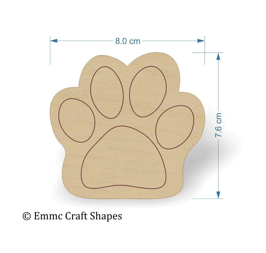 plywood Cat/Dog Paw Print Tags - 8 cm Etched
